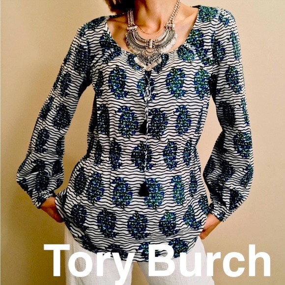 100% genuine Tory Burch elastic waist blouse - Picture 1 of 16